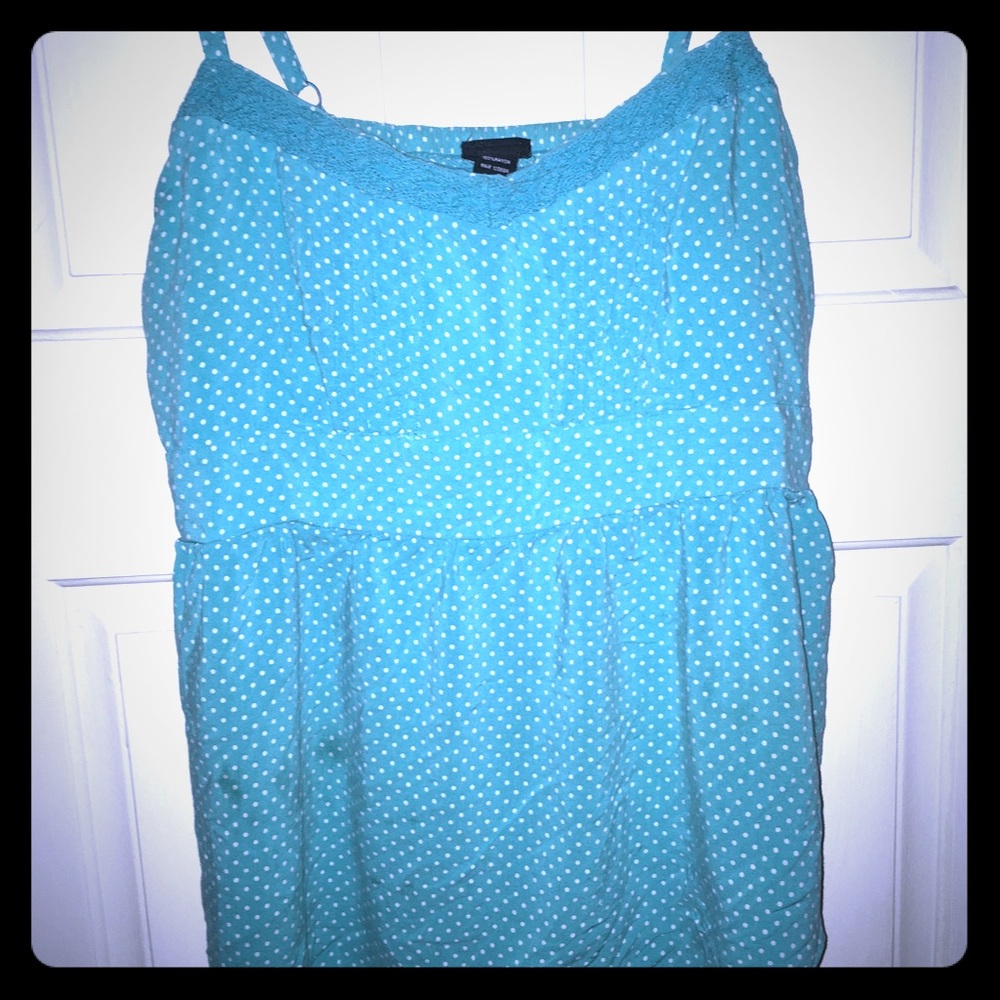 Blue and White Polka Dot Tank-top